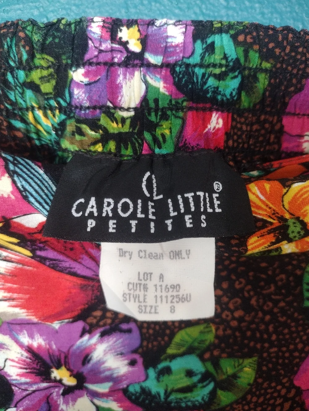 Vintage Carole Little Petites Floral Tropical Wrap Skirt Cover-Up Brown Multi